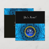 Invitation DALHIE BLEUE, SAPHIR, noir jaune vif (Devant / Derrière)
