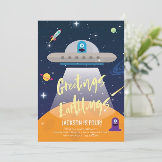 Invitation d'Alien de l'espace extra-atmosphérique (Debout devant)