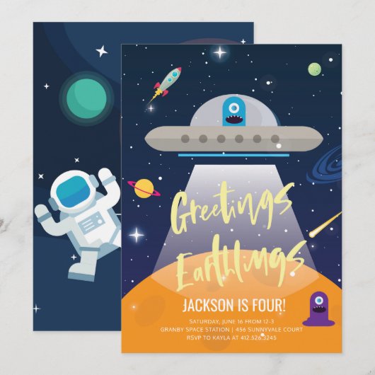 Invitation d'Alien de l'espace extra-atmosphérique (Devant / Derrière)