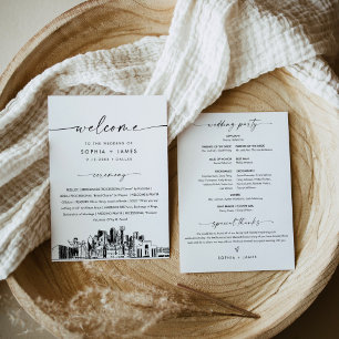 Invitation Dallas Skyline Wedding Program 5x7 Flat Card