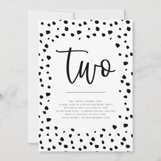 Invitation dalmate de 2e anniversaire (Devant)