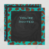 Invitation Dalmatie Brown et Turquoise avec Monogramme (Devant / Derrière)