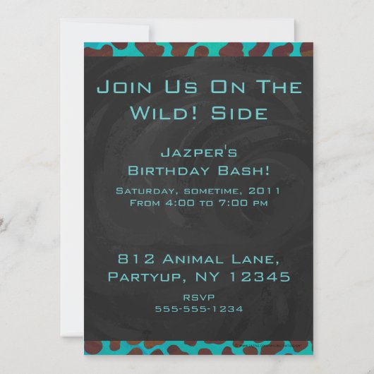 Invitation Dalmatie Brown et Turquoise avec Monogramme (Dos)