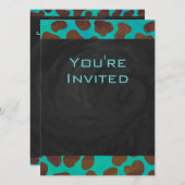 Invitation Dalmatie Brown et Turquoise avec Monogramme (Devant / Derrière)