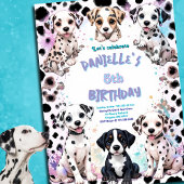 Invitation Dalmatie & Chien Pals Aquarelle fête d'anniversair