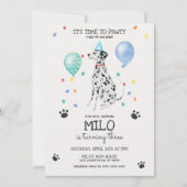 Invitation Dalmatie laisse Pawty Chien Anniversaire Invitatio (Devant)