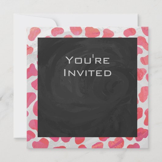 Invitation Dalmatie rose et blanc avec monogramme (Devant)