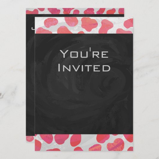 Invitation Dalmatie rose et blanc avec monogramme (Devant / Derrière)