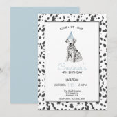 Invitation Dalmatien Bleu Assieds-toi Reste Joue (Devant / Derrière)