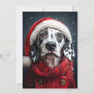 Invitation Dalmatien festif en tenue de Père Noël