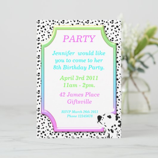 Invitation dalmatienne 2 de fête d'anniversaire (Debout devant)