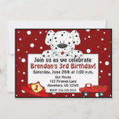 Invitation dalmatienne d'anniversaire de pompier (Devant)