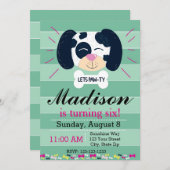 Invitation dalmatienne d'anniversaire (rayures (Devant / Derrière)