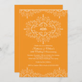 Invitation Damas 25e Anniversaire Orange Blanc (Devant / Derrière)