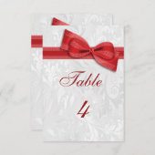 Invitation Damas blanc et Bow Faux rouge (Devant / Derrière)