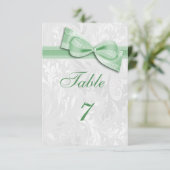 Invitation Damas blanc et noeud bow faux vert (Debout devant)