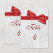 Invitation Damas blanc et nœud bow rouge faux (Devant / Derrière)