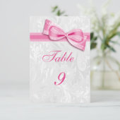Invitation Damas blanc et nœud faux rose (Debout devant)