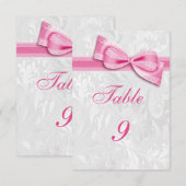 Invitation Damas blanc et nœud faux rose (Devant / Derrière)