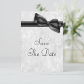 Invitation Damas blanc et noeud faux Save The Date (Debout devant)