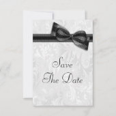 Invitation Damas blanc et noeud papillon faux Save The Date (Devant)
