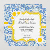 Invitation Damas bleu ; marguerite (Devant / Derrière)