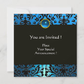 Invitation DAMAS BLEU NOIR À MONOGRAMME Saphir (Dos)