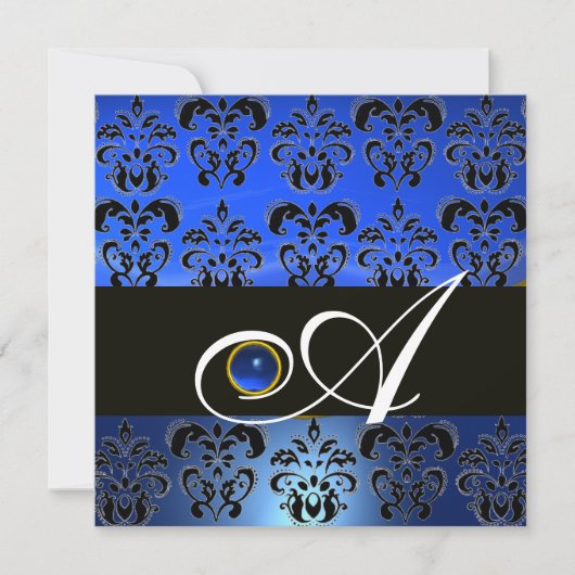 INVITATION DAMAS BLEU NOIR MONOGRAMME SAPPHIR (Devant)