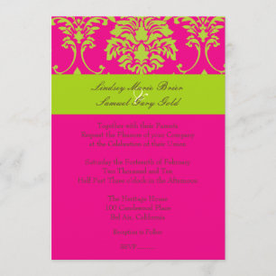 Invitation Damas/citron vert/rose