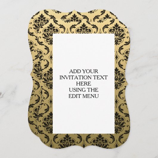 Invitation Damas classique noir et or (Devant / Derrière)