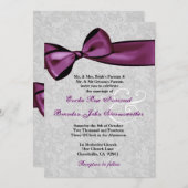 Invitation Damas d'argent avec Mariage d'écorce violet de pru (Devant / Derrière)