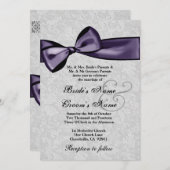 Invitation Damas d'argent et Mariage profond de cou pourpre (Devant / Derrière)