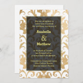 Invitation Damas de tourbillons d'or (Devant / Derrière)