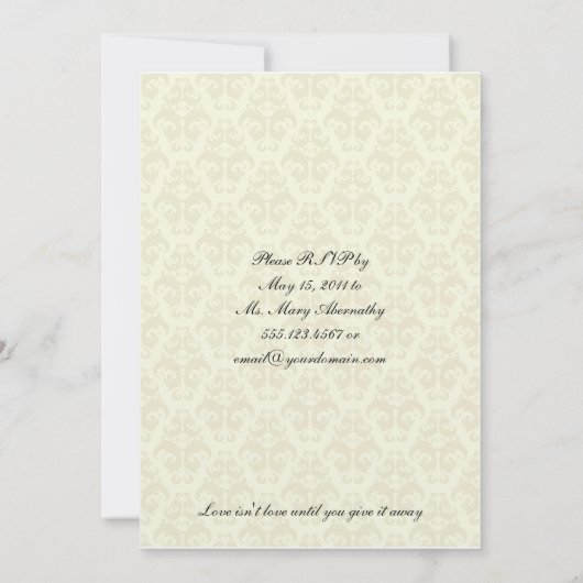 Invitation Damas d'ivoire avec un monogramme noir Cele Mariag (Dos)