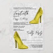 Invitation Damas élégant, Stilettos Jaunes 40e anniversaire (Devant / Derrière)