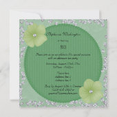 Invitation Damas et fleurs vertes 80e anniversaire (Dos)