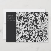 Invitation Damas Floral Noir et Blanc Moderne Enregistrer la  (Dos)