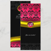 INVITATION DAMAS GEMME PIERRE MONOGRAMME (Devant / Derrière)