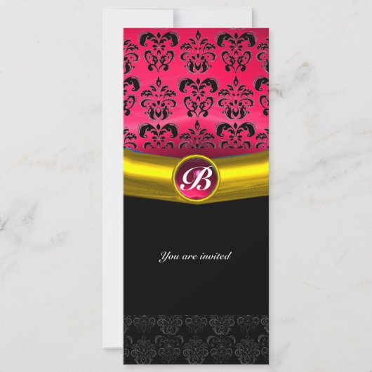 INVITATION DAMAS GEMME PIERRE MONOGRAMME (Devant)
