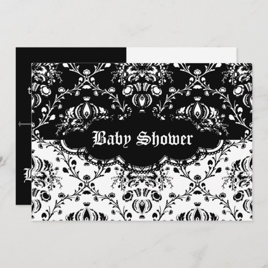 Invitation Damas gothique noir et blanc (Devant / Derrière)