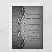 Invitation Damas gris, défilement d'argent (Devant / Derrière)