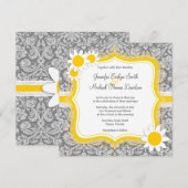Invitation Damas gris vintage avec marguerite (Devant / Derrière)