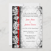 Invitation Damas Mariage moderne en blanc, noir et rouge (Devant)