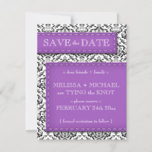 Invitation Damas mauve avec pointes Enregistrer la date Annon
