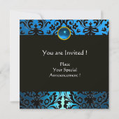Invitation DAMAS MONOGRAMME BLEU NOIR Saphir (Dos)