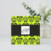 Invitation DAMAS MONOGRAMME, vert jaune (Debout devant)