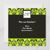 Invitation DAMAS MONOGRAMME, vert jaune (Dos)