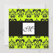 Invitation DAMAS MONOGRAMME, vert jaune (Devant)