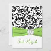 Invitation Damas noir, blanc avec citron vert IMPRIMÉ (Devant)