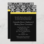 Invitation Damas noir/blanc avec jaune vif (Devant / Derrière)